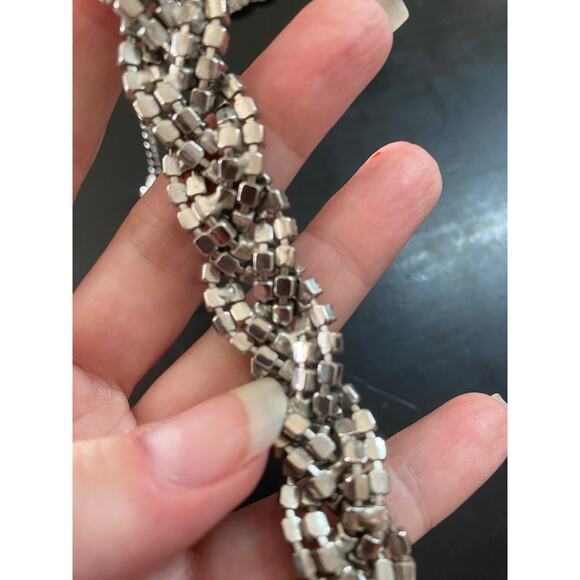 1950s rhinestone necklace and bracelet braided choker wedding prom 50s jewelry - Picture 5 of 8